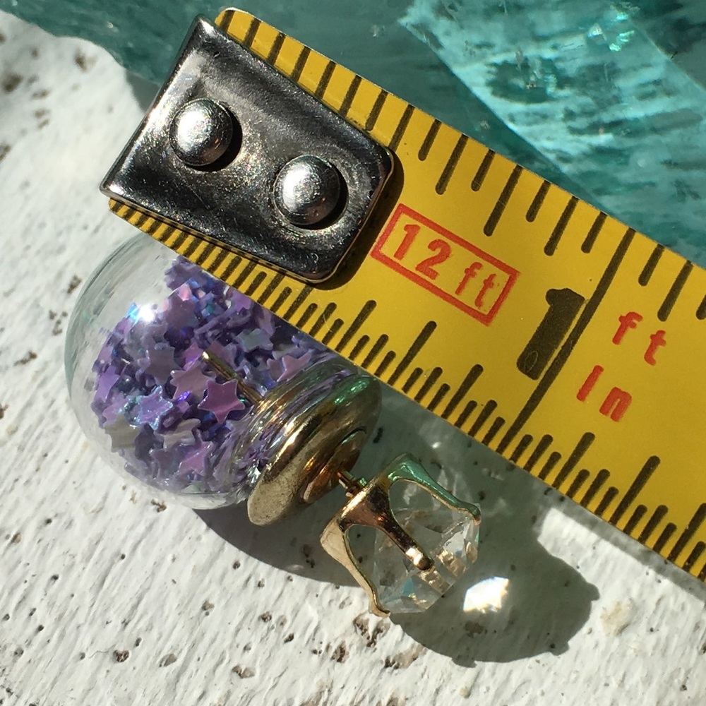 Purple Star Double Stud Earrings - Picture 8 of 8